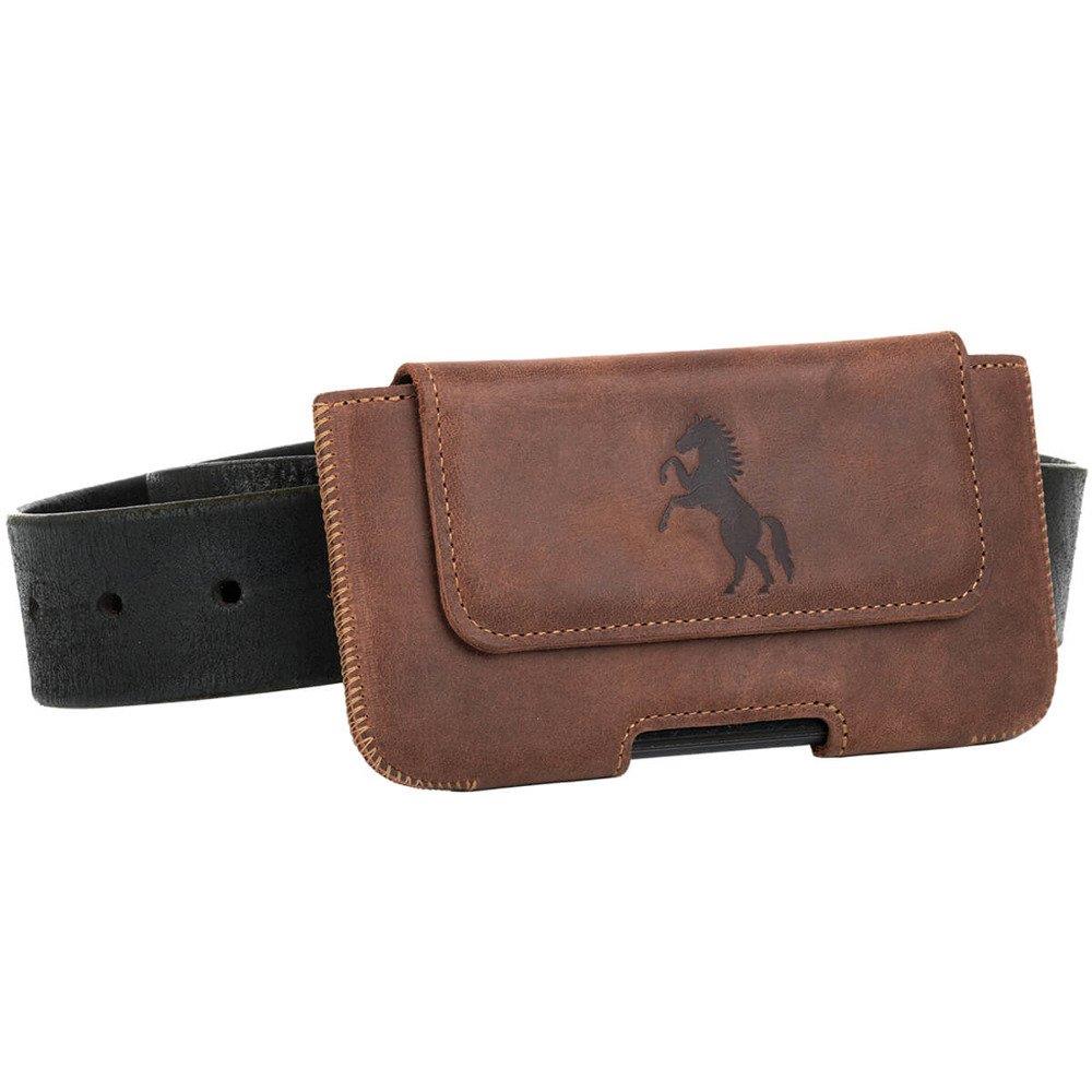 Natural leather Belt case - Nut - Horse