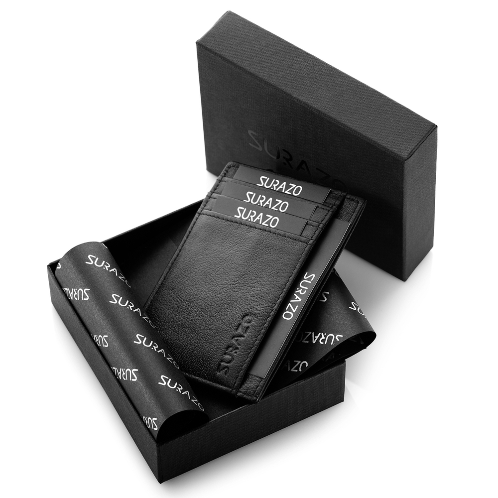 Small leather card case - Black