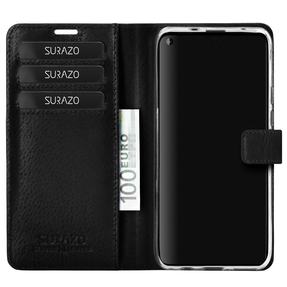 Wallet case Duo - Nubuck Black and Camel - Transparent TPU