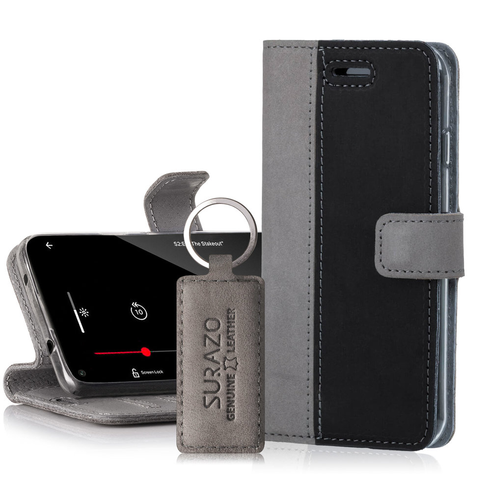 Wallet case Duo - Nubuck Gray and Black - Transparent TPU